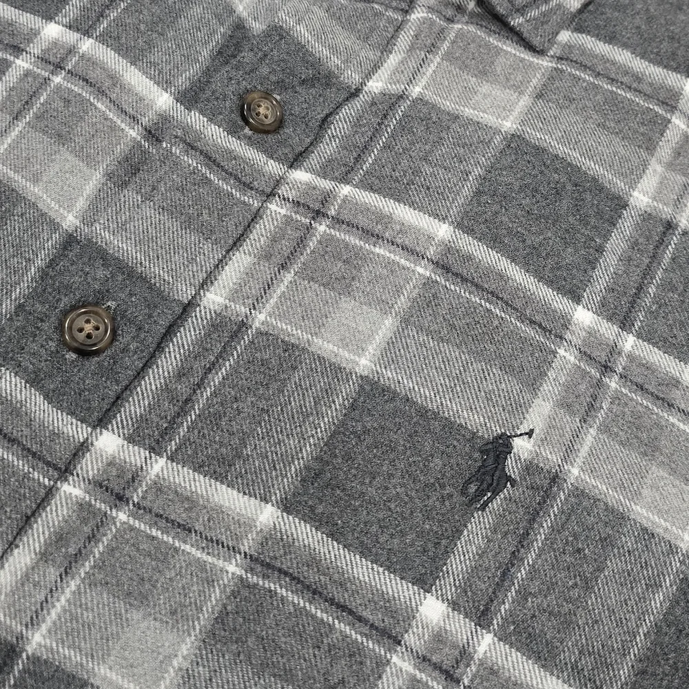 Polo Ralph Lauren Checked Cotton-Flannel Shirt In Gray